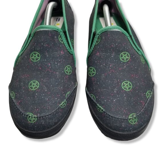 Keds Studio Womens Size 8.5 Custom Slip On Shoes Blue Green Galaxy Pentagram - Picture 2 of 8